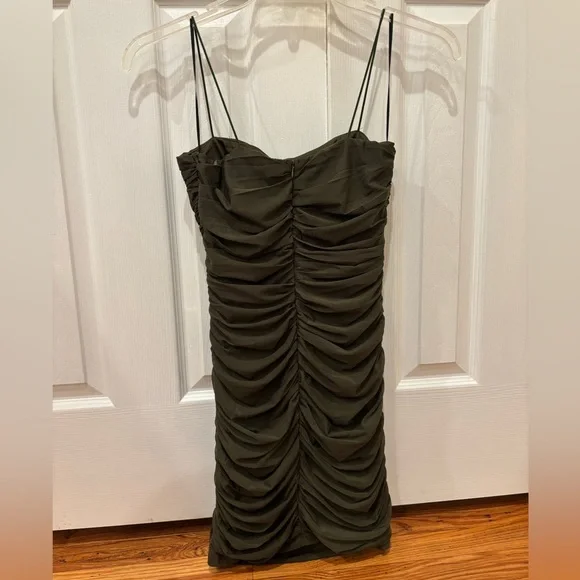 Princess Polly Dark Green Ruched Bodycon Tara Mini Dress - Picture 4 of 7